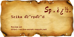 Szika Árpád névjegykártya